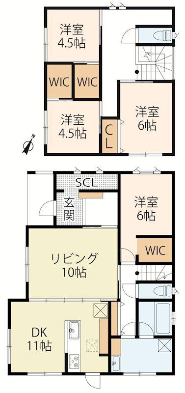 近江八幡市長田町　中古戸建の間取り