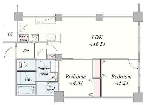 清新北ハイツ5号棟（12階部分）／仲介手数料無料／内装新規フルリノベーションの間取り