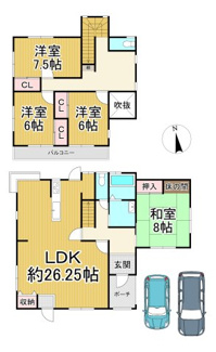 【間取り】 | 川西市水明台4丁目1の24　中古一戸建て