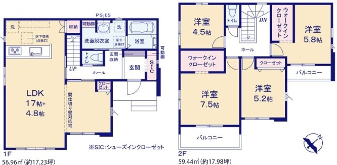 取手市宮和田　15期　新築戸建て　3号棟の間取り|間取り図です♪
実際の空間の広さや陽当たり、風通しなどは現地でご確認できます♪
