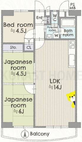深草西浦住宅　5階の間取り