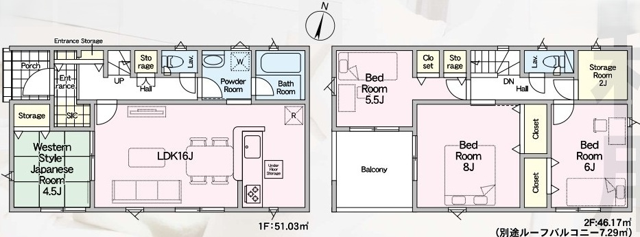 茨城町前田　第6　新築戸建て　１号棟の間取り|間取り図です♪
実際の空間の広さや陽当たり、風通しなどは現地でご確認できます♪