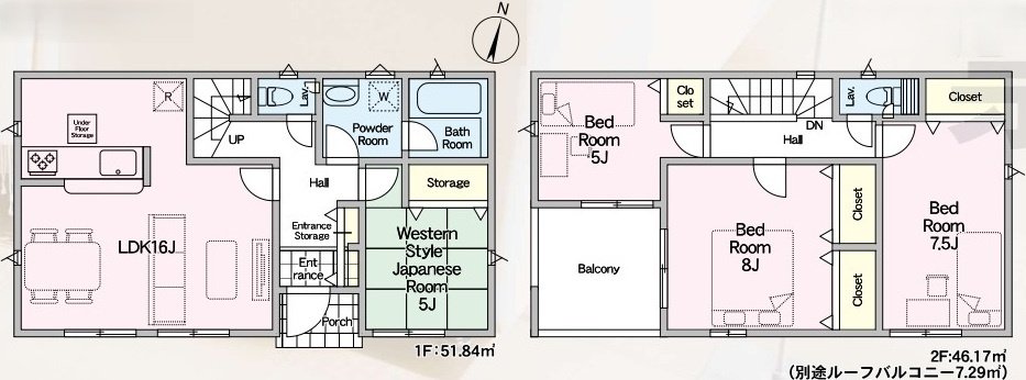 茨城町前田　第6　新築戸建て　2号棟の間取り|間取り図です♪
実際の空間の広さや陽当たり、風通しなどは現地でご確認できます♪