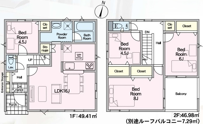 茨城町前田　第6　新築戸建て　4号棟の間取り|間取り図です♪
実際の空間の広さや陽当たり、風通しなどは現地でご確認できます♪