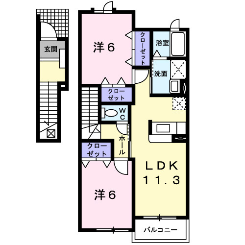 【間取り】 | ロワゾーブルーＤ