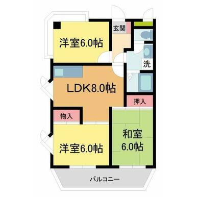西宮市獅子ケ口町の賃貸マンションの間取り