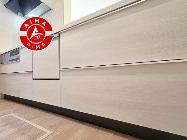 大野城市大城3丁目第1-7棟（1号棟）の内観：施工例|ご家族を近くに感じられる対面キッチンのLDK。会話もはずみそうですね。