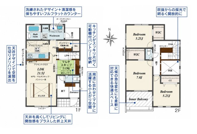 大野城市大城3丁目第1-7棟（3号棟）の間取り|全居室収納豊富で便利です。