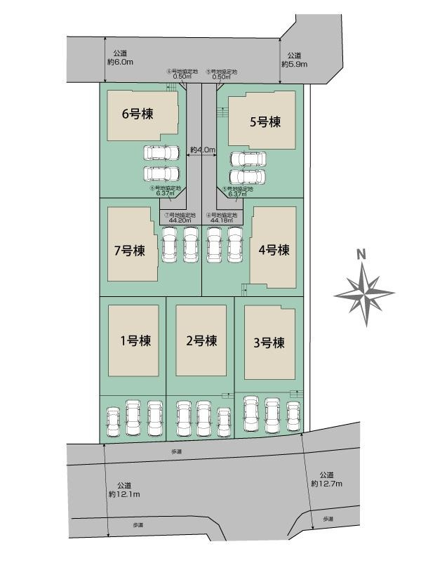 大野城市大城3丁目第1-7棟（7号棟）の区画図|配置図（7号棟）