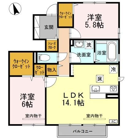 クレールヴィラ優 B棟の間取り
