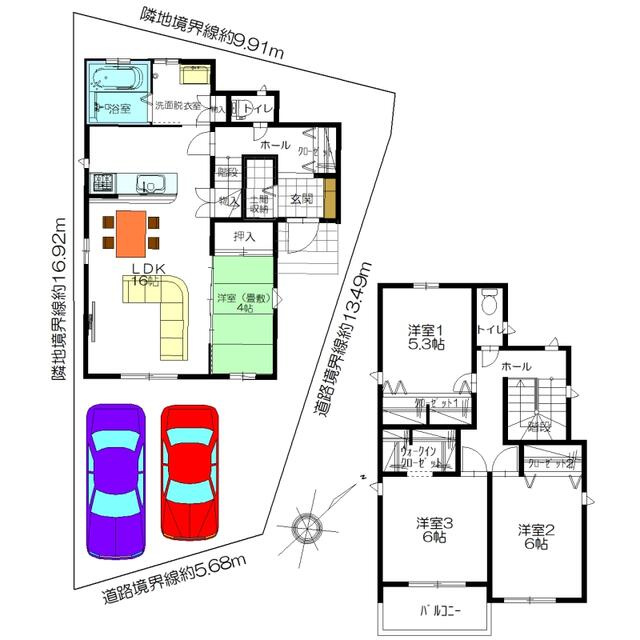 【トーヨーホーム売主/売建】緑区清水山二丁目 Ｂ分譲の間取り|４ＬＤＫ＋ＷＩＣ