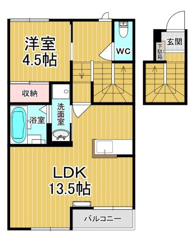 【間取り】 | ラヴィーヌ芝の内A | カップルさんにオススメのお部屋です♪