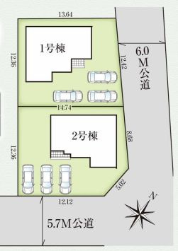 野木町友沼　2号棟の区画図