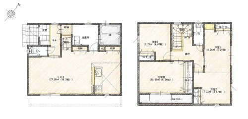 新築一戸建て　倉敷市大島【仲介手数料無料】の間取り