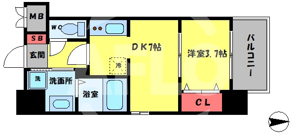 プライマル南森町パークビューの間取り|プライマル南森町パークビュー　開放感ある間取り