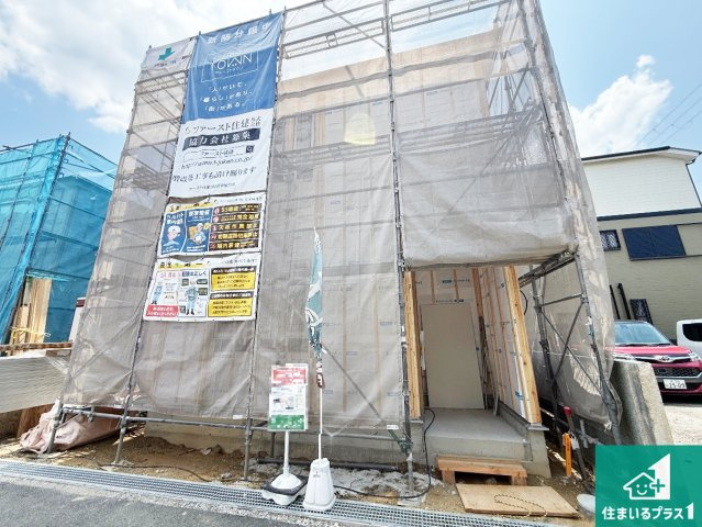 羽曳野市南恵我之荘　第2期　新築一戸建ての外観|周辺は落ち着いた街並みの住宅地！子育てがしやすい住環境です！まだ未完成ですが、現地でしかわからない事もございます。是非一度ご覧ください。