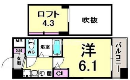 エステムコート三宮駅前ラ・ドゥーの間取り