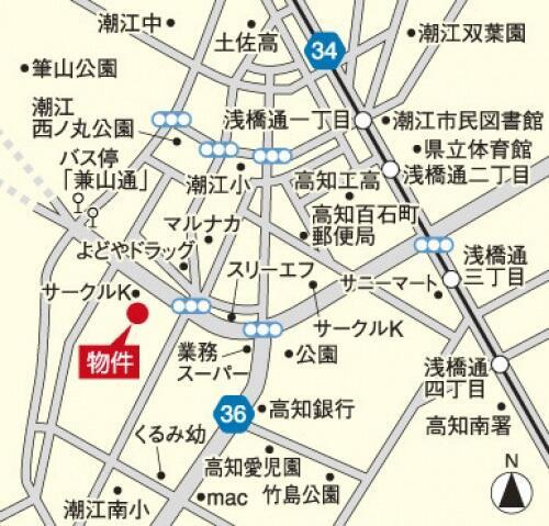 サンモール北竹島の地図|マルナカ百石店まで445m