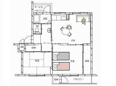 鶴甲コーポ１５号館の間取り