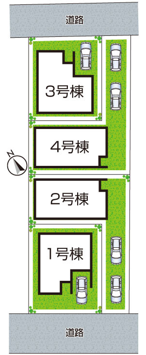 大阪市西淀川区中島　第1期　新築一戸建ての区画図|全４区画