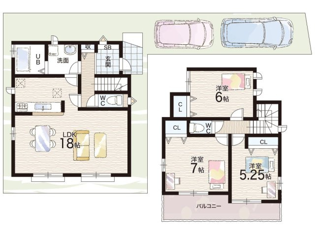 松原市立部　新築一戸建ての間取り|F号地