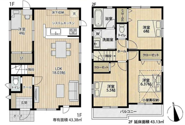 三鷹市大沢５丁目の中古一戸建の間取り