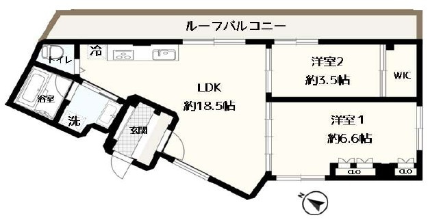 日神パレステージ小岩第ニ（4階部分）／仲介手数料無料／内装新規フルリノベーションの間取り
