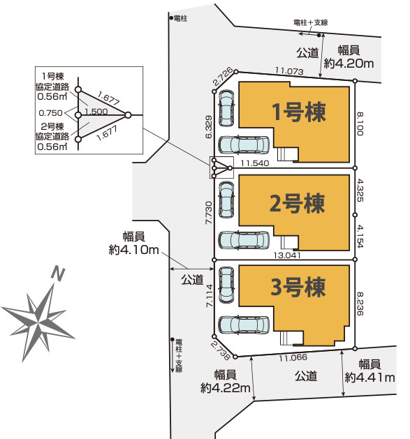 【仲介手数料無料】所沢小手指南１０期全３棟２号棟　所沢の不動産は西武ハウジングの区画図