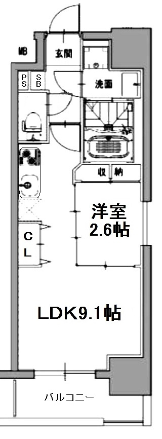 大阪市中央区南船場１丁目の賃貸マンションの間取り
