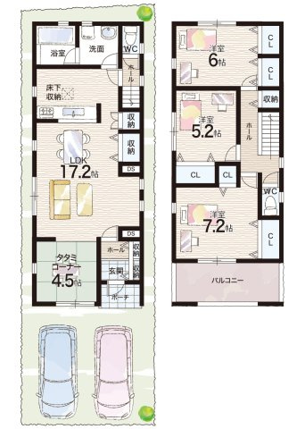 大阪市生野区田島　第4期　新築一戸建ての間取り|4号地