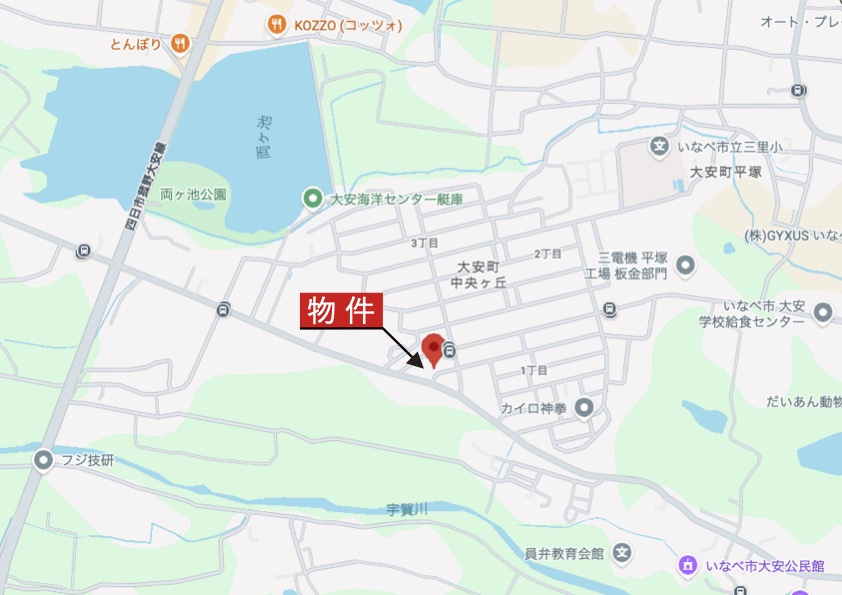 いなべ市大安町中央ヶ丘1丁目の地図|広域Map
