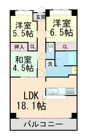 ジークレフ六甲の丘Ｂ棟803号室 Cの間取り