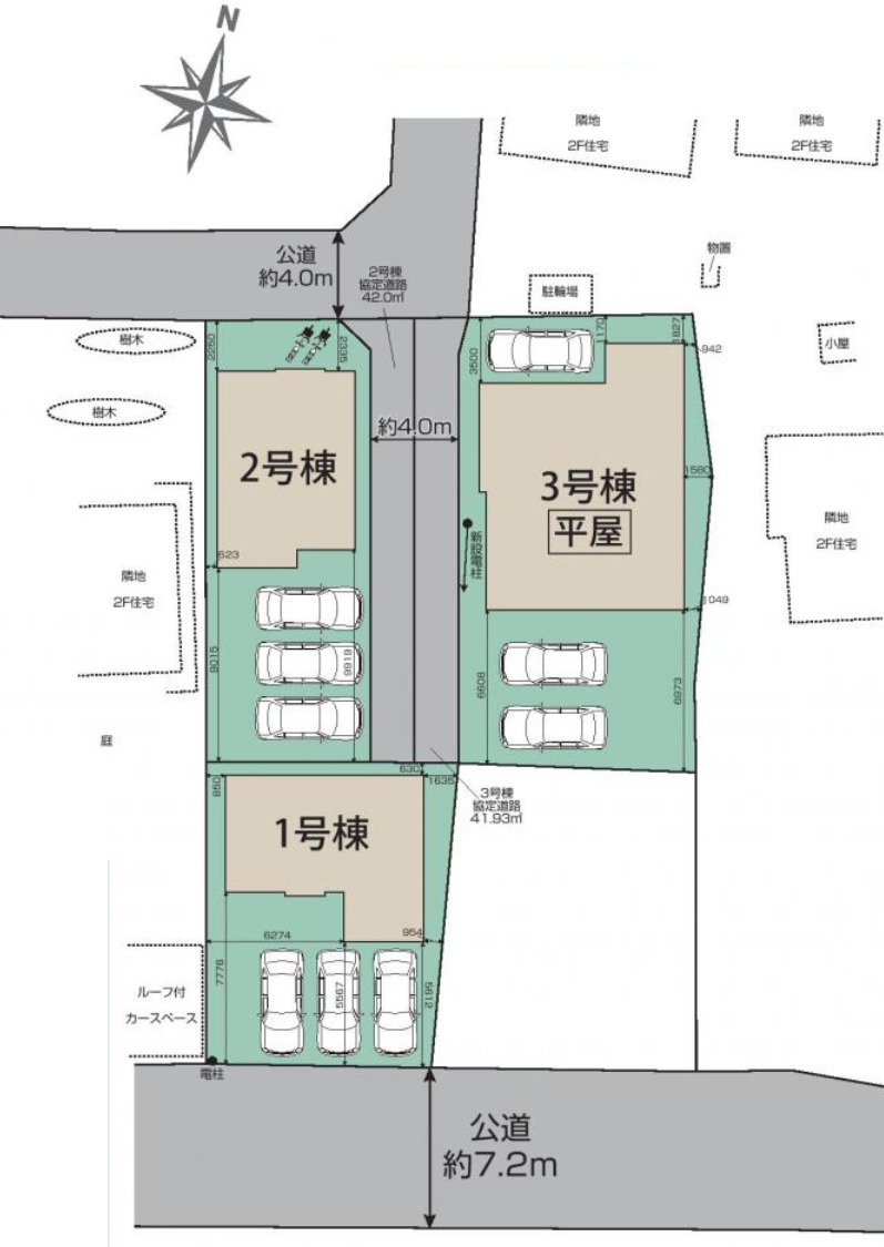 【仲介手数料無料】狭山市柏原１４期全３棟１号棟　狭山の不動産なら西武ハウジングの区画図