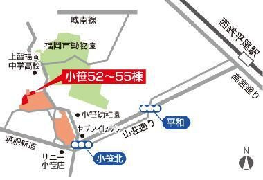 小笹（52～55棟）53棟の地図