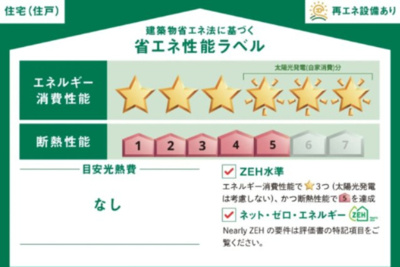 【省エネ性能ラベル】 | 【仲介手数料３１０万円が無料！】■太陽光発電■ＺＥＨ水準■耐震など住宅性能評価６項目で最高評価 | 諸費用３１０万円ＯＦＦ！
決算特別キャンペーン！
家計応援サービスの限界に挑戦中！
■太陽光発電
■ＺＥＨ水準
■耐震など住宅性能評価６項目で最高評価
■グッドデザイン賞