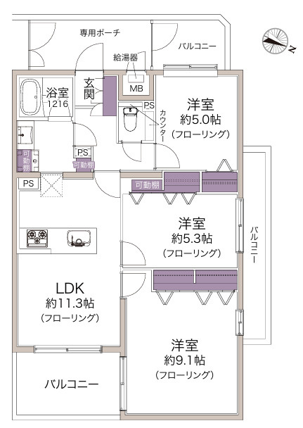コスモ芦屋川西の間取り