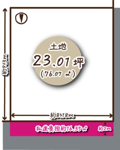 寺本5丁目の区画図|整形地　前面道路は歩道も整備され、小さなお子様にも安心
