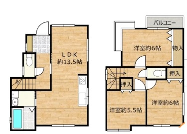 宝塚市売布　中古一戸建ての間取り
