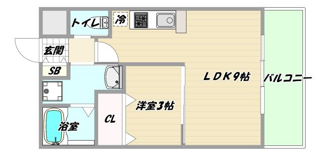 大阪市東淀川区東中島２丁目の賃貸マンションの間取り