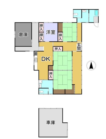 足利市 五十部町（山前駅） 平屋建 ４ＤＫの間取り