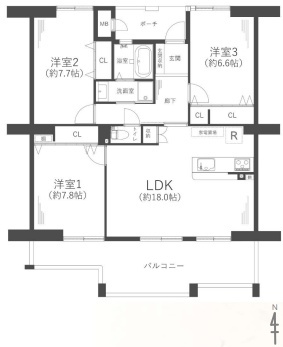 武庫川第2三番街1号棟の間取り