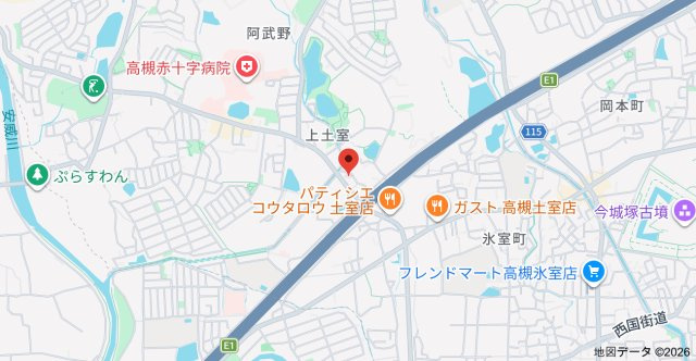 高槻市上土室１丁目のアパートの地図