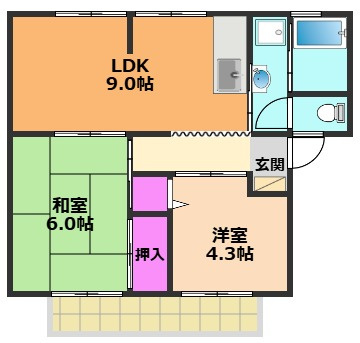 高槻市上土室１丁目のアパートの間取り