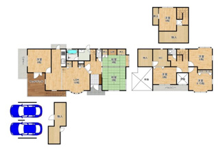 【間取り】 | 伯太町２丁目　中古一戸建 | 【駐車３台可能（車種制限有）】土地約４２．２８坪！ゆとりある敷地でのびのび新生活をここではじめませんか♪