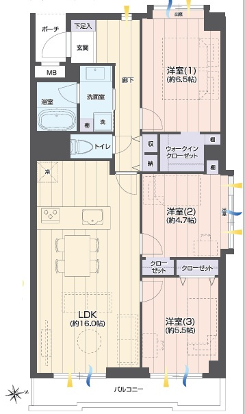 抜け感バツグン♪毎朝気持ちの良い風を感じられるバルコニー付！！ペットも飼えてもう言うコトないでしょう！！な、角部屋【藤和南神大寺コープ】フルリフォームの間取り
