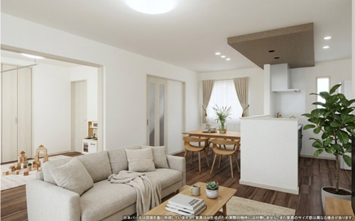 【完成予想図】 | 【LDK　イメージパース】
※画像は設計図面を基に作成したイメージです。