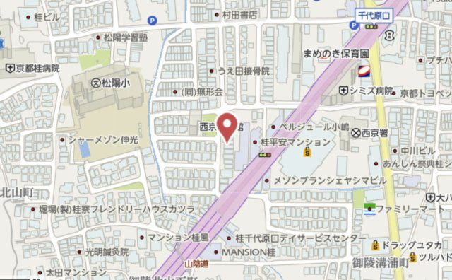 京都市西京区山田大吉見町　建築条件なし土地の地図