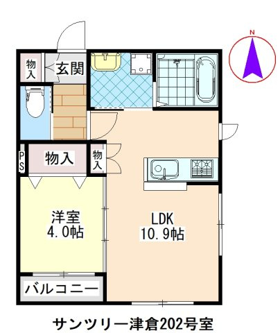 サンツリー津倉の間取り|サンツリー津倉202号室