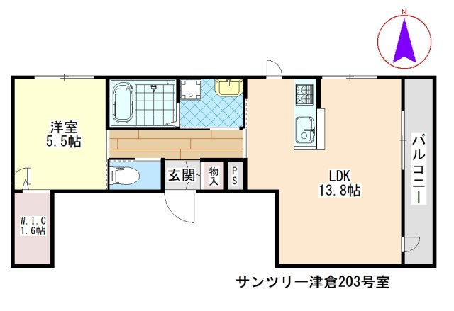サンツリー津倉の間取り|サンツリー津倉203号室