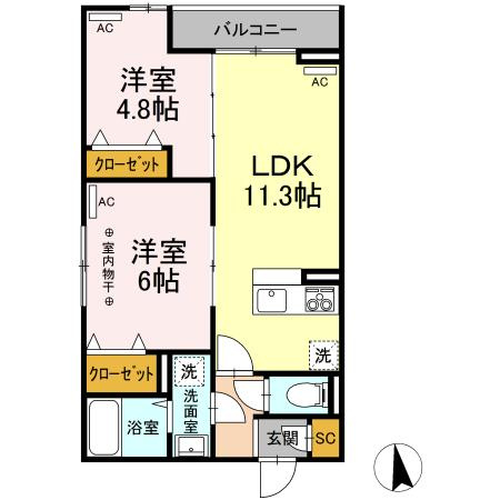 【間取り】 | Dフラット台町(ディーフラットダイマチ)